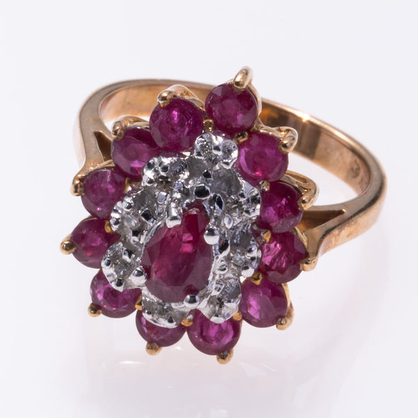 10k Yellow Gold Ruby and Diamond Ring | 0.57ct, 0.07ctw, 1.52ctw | SZ 6.5