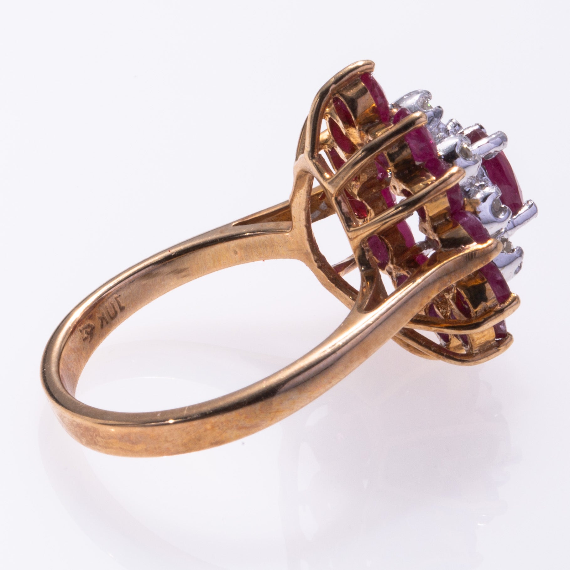 10k Yellow Gold Ruby and Diamond Ring | 0.57ct, 0.07ctw, 1.52ctw | SZ 6.5