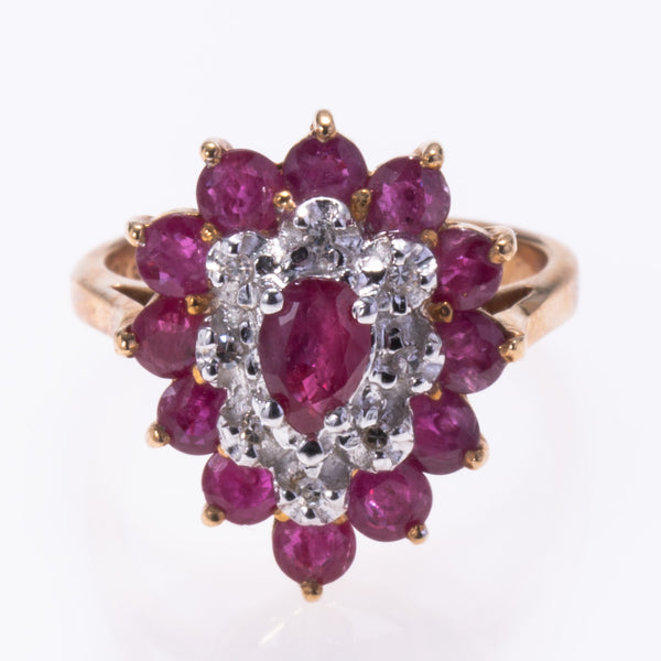 10k Yellow Gold Ruby and Diamond Ring | 0.57ct, 0.07ctw, 1.52ctw | SZ 6.5