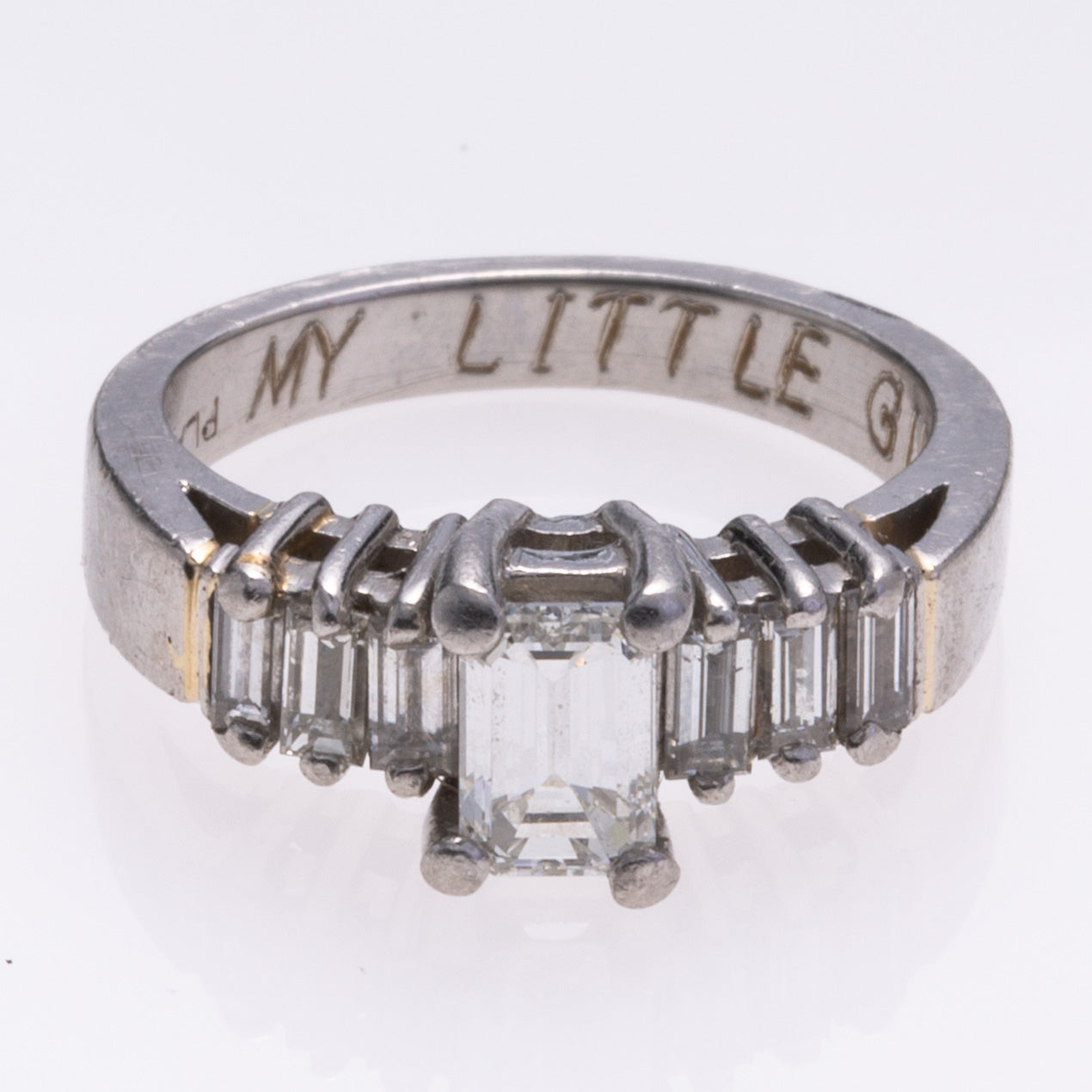 Platinum Emerald Cut Diamond Ring | 1.18ctw VS2 G | SZ 4.25