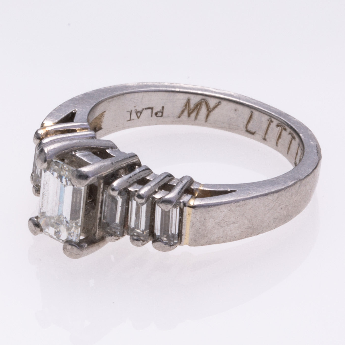 Platinum Emerald Cut Diamond Ring | 1.18ctw VS2 G | SZ 4.25