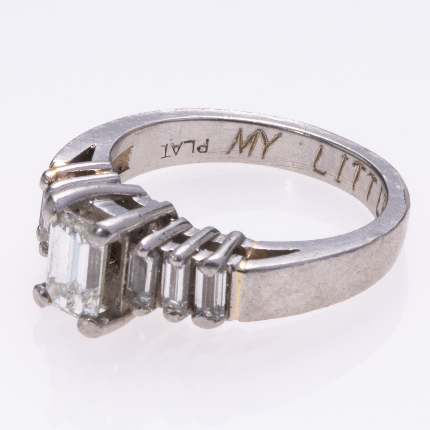Platinum Emerald Cut Diamond Ring | 1.18ctw VS2 G | SZ 4.25