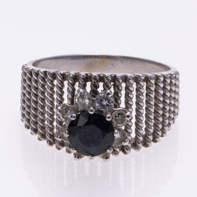 14k White Gold Sapphire and Diamond Ring | 1.12ct, 0.38ctw | SZ 9.75