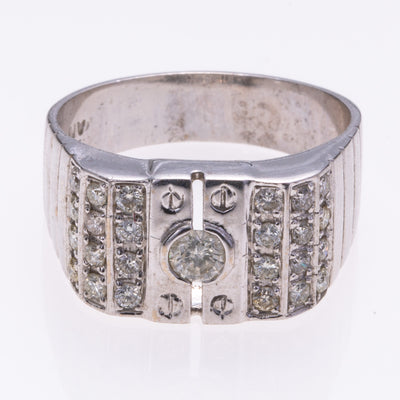 14k White Gold Diamond Ring Cluster Ring with Flathead Details| 0.64ctw | SZ 8.75