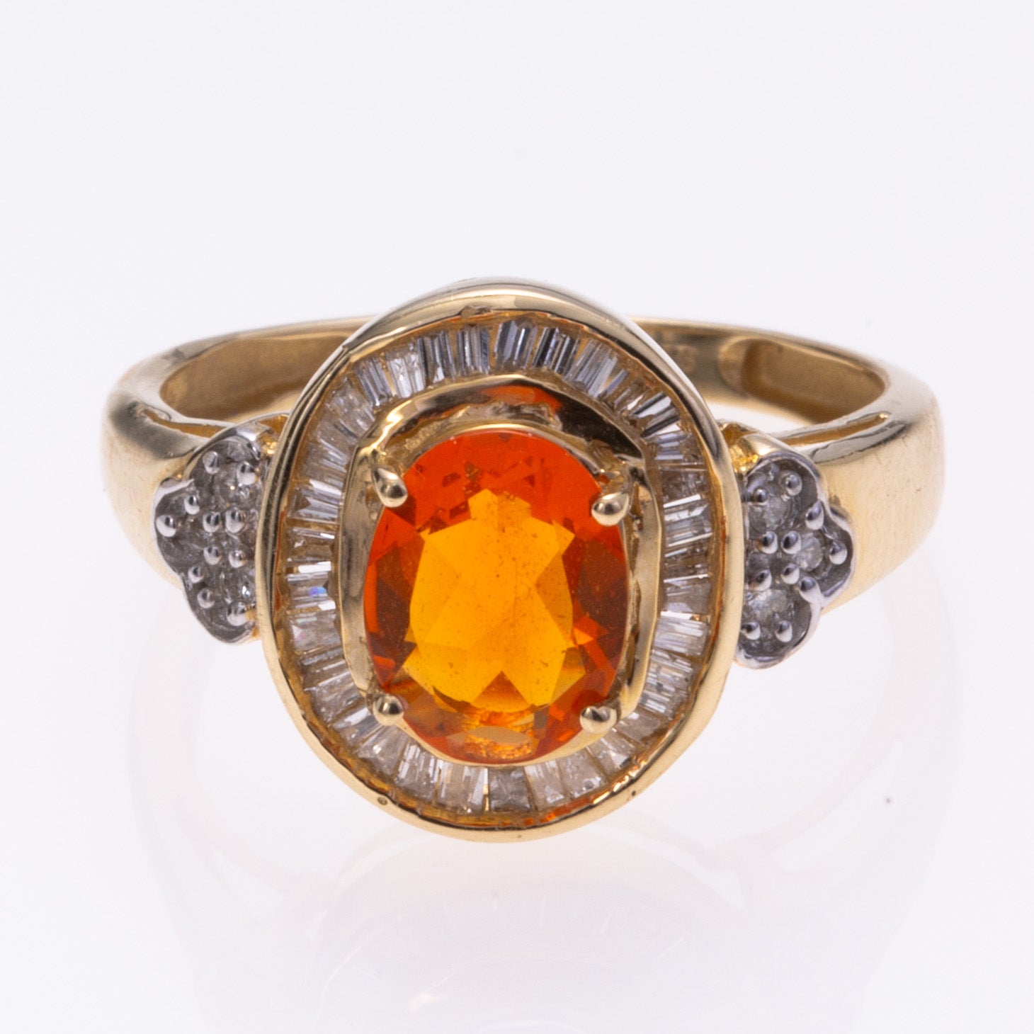 14k Yellow Gold  Orange Sapphire and Diamond Ring | 1.08ct, 0.30ctw | SZ 7