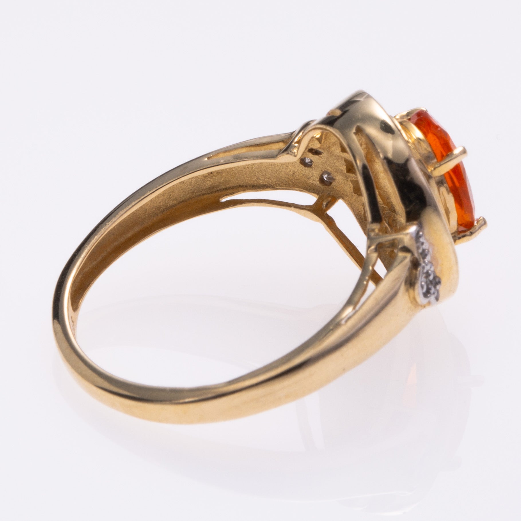 14k Yellow Gold  Orange Sapphire and Diamond Ring | 1.08ct, 0.30ctw | SZ 7