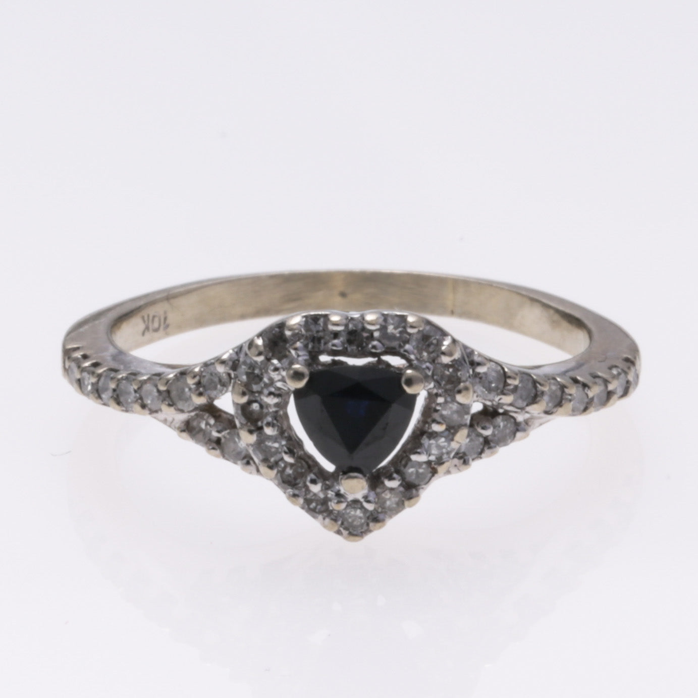 10k White Gold Sapphire and Diamond Ring | 0.295ct, 0.34ctw | SZ 4.75