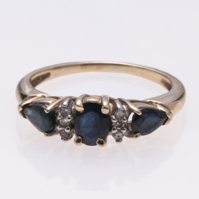 10k Yellow Gold Sapphire and Diamond Ring | 0.29ctw, 0.06ctw | SZ 4.5
