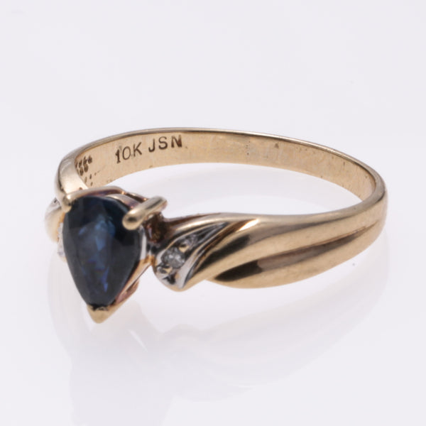 10k Yellow Gold Sapphire and Diamond Ring | 0.95ct, 0.02ctw | SZ 7.5