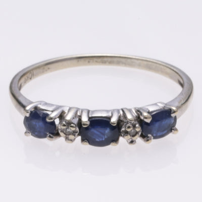 10k White Gold Sapphire and Diamond Ring | 0.55ctw, 0.01ctw | SZ 7