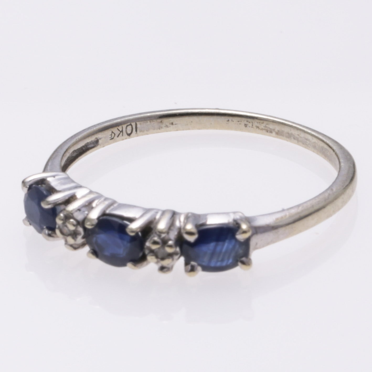 10k White Gold Sapphire and Diamond Ring | 0.55ctw, 0.01ctw | SZ 7
