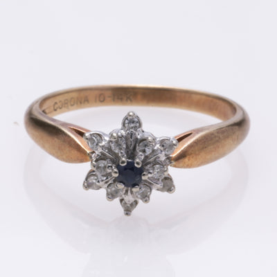 10k Yellow Gold Sapphire and Diamond Ring | 0.09ct, 0.12ctw | SZ 6