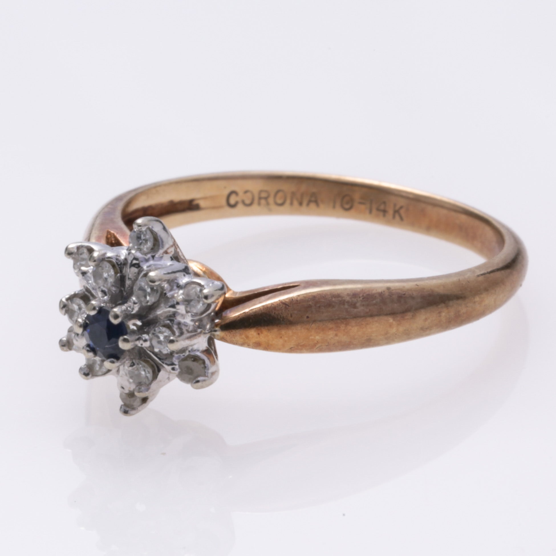 10k Yellow Gold Sapphire and Diamond Ring | 0.09ct, 0.12ctw | SZ 6