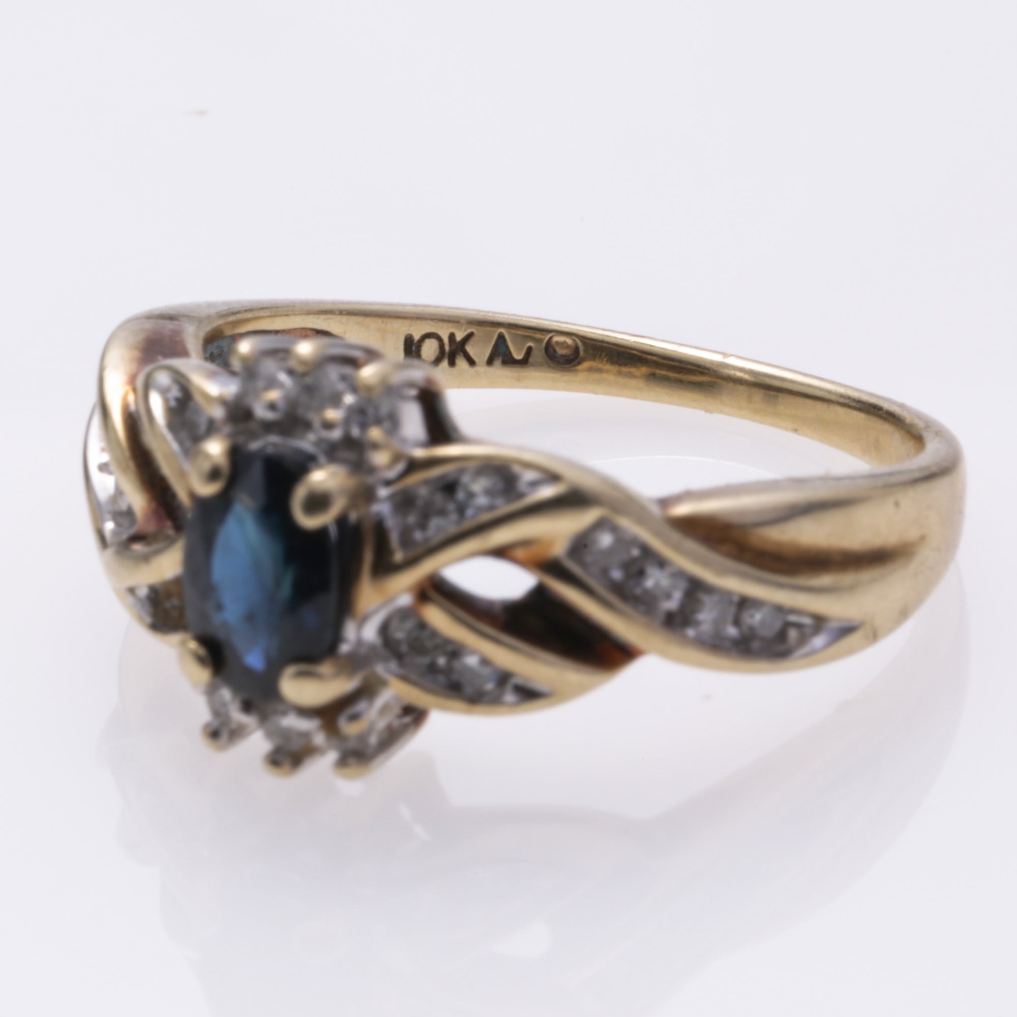 10k Yellow Gold Sapphire and Diamond Ring | 0.45ct, 0.27ctw | SZ 7