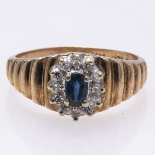 10k Yellow Gold Sapphire and Diamond Ring | 0.28ct, 0.18ctw | SZ 7.5