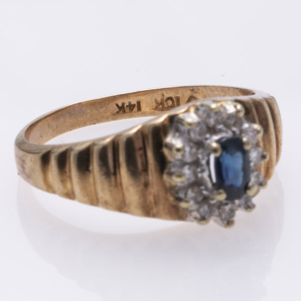 10k Yellow Gold Sapphire and Diamond Ring | 0.28ct, 0.18ctw | SZ 7.5