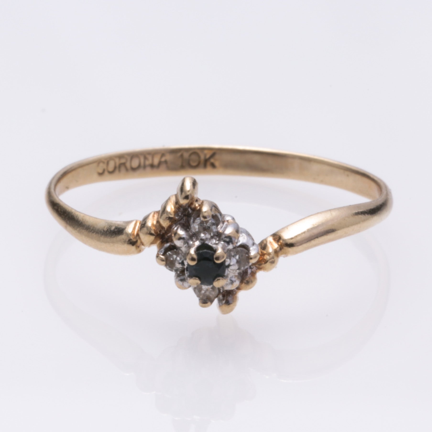 10k Yellow Gold Sapphire and Diamond Ring | 0.03ct, 0.06ctw | SZ 6.25