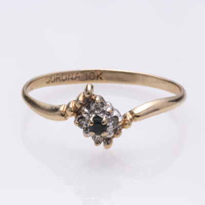 10k Yellow Gold Sapphire and Diamond Ring | 0.03ct, 0.06ctw | SZ 6.25