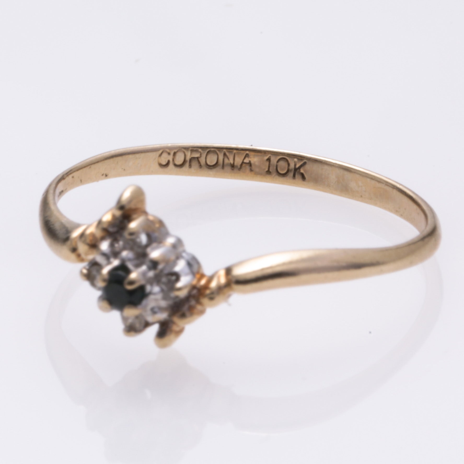10k Yellow Gold Sapphire and Diamond Ring | 0.03ct, 0.06ctw | SZ 6.25