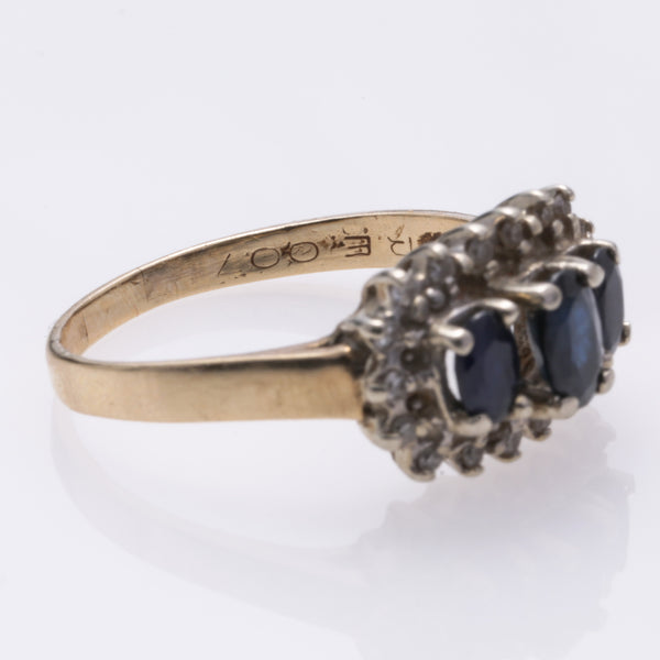 10k Yellow Gold Sapphire and Diamond Ring | 1.30ctw, 0.162ctw | SZ 9