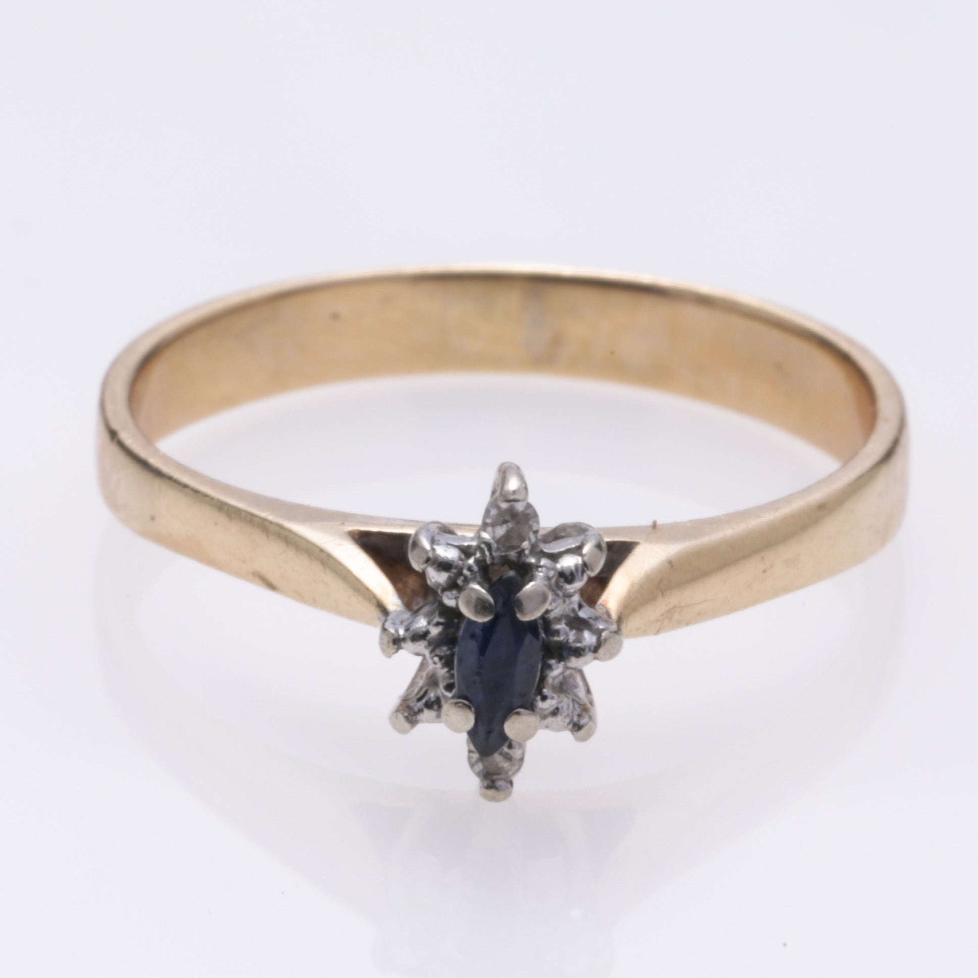 10k Yellow Gold Sapphire and Diamond Ring | 0.14ct, 0.02ctw | SZ 7 3/4