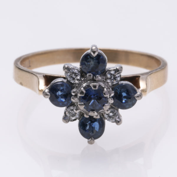 9K Gold Gold Sapphire and Diamond Ring | 0.69ctw, 0.06ctw | SZ 6.25