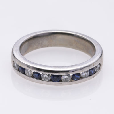 18K White Gold Sapphire and Diamond Ring | 0.26ct, 0.18ctw | SZ 4.5