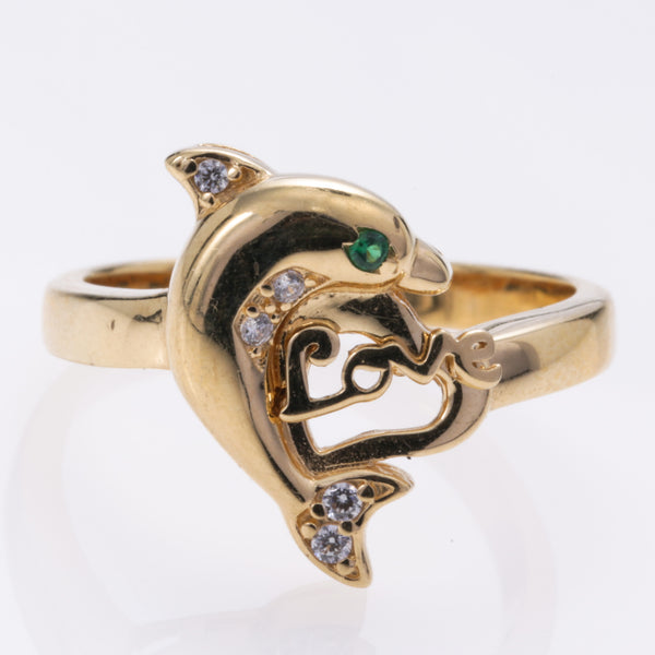 18K Yellow Gold Dolphin Ring | SZ 9