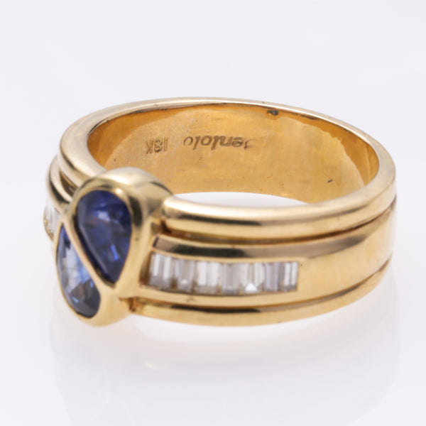 18K Yellow Gold Sapphire and Diamond Ring | 2.08ctw, 0.70ctw | SZ 9