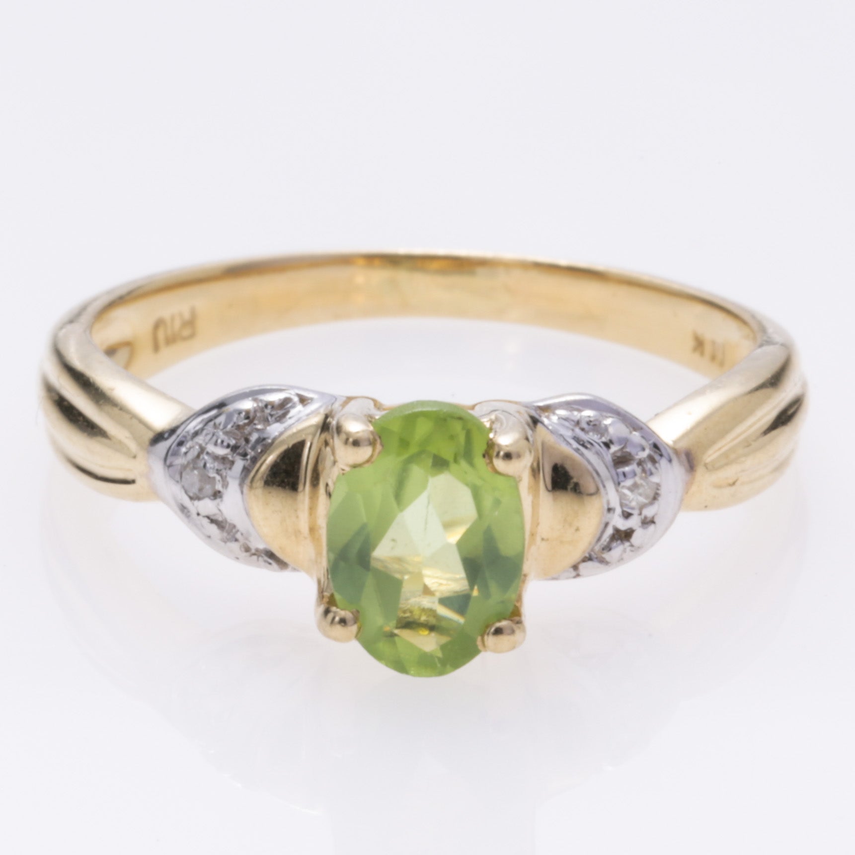 14K Yellow Gold Peridot and Diamond Ring | 0.68ct, 0.01ctw | SZ 6.5