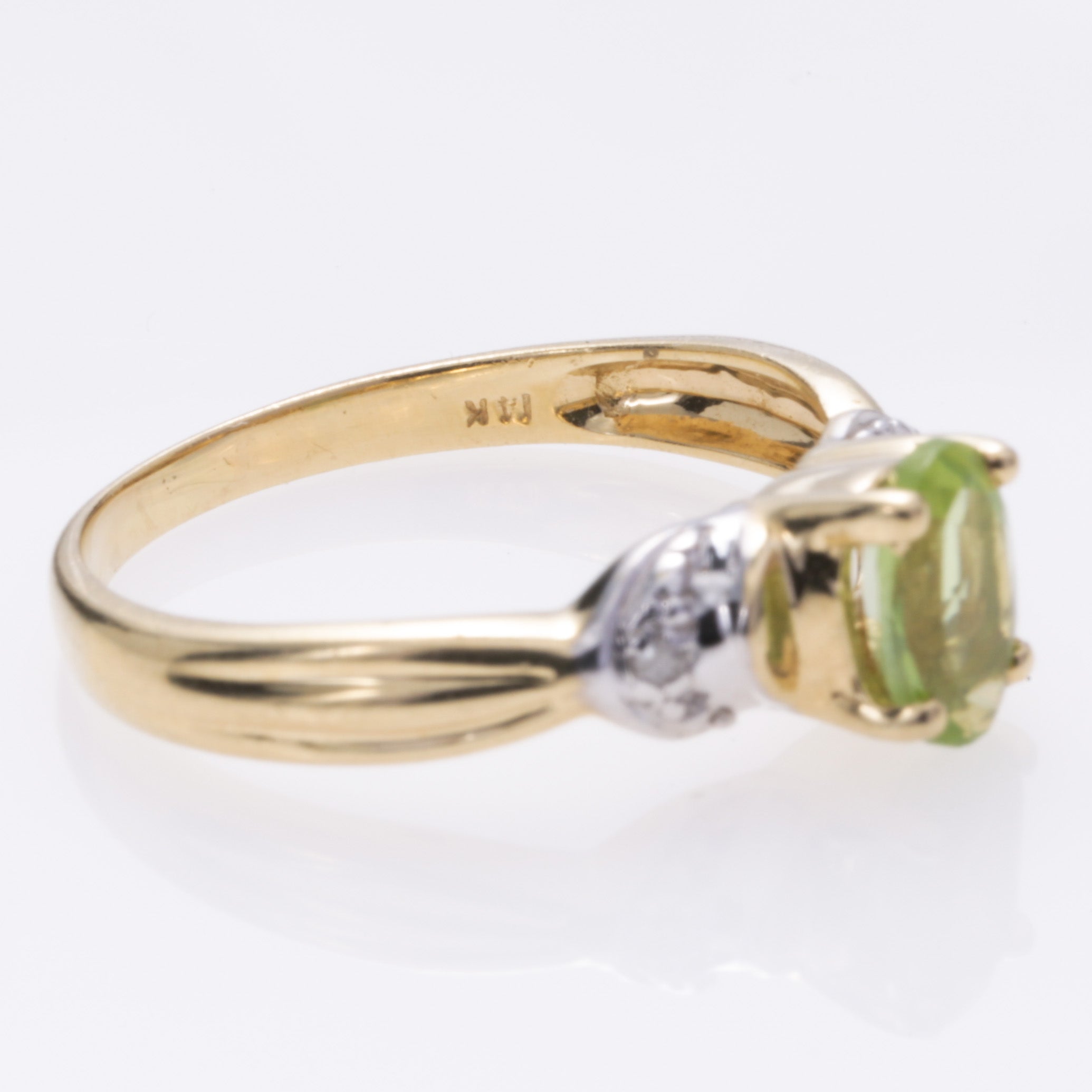 14K Yellow Gold Peridot and Diamond Ring | 0.68ct, 0.01ctw | SZ 6.5