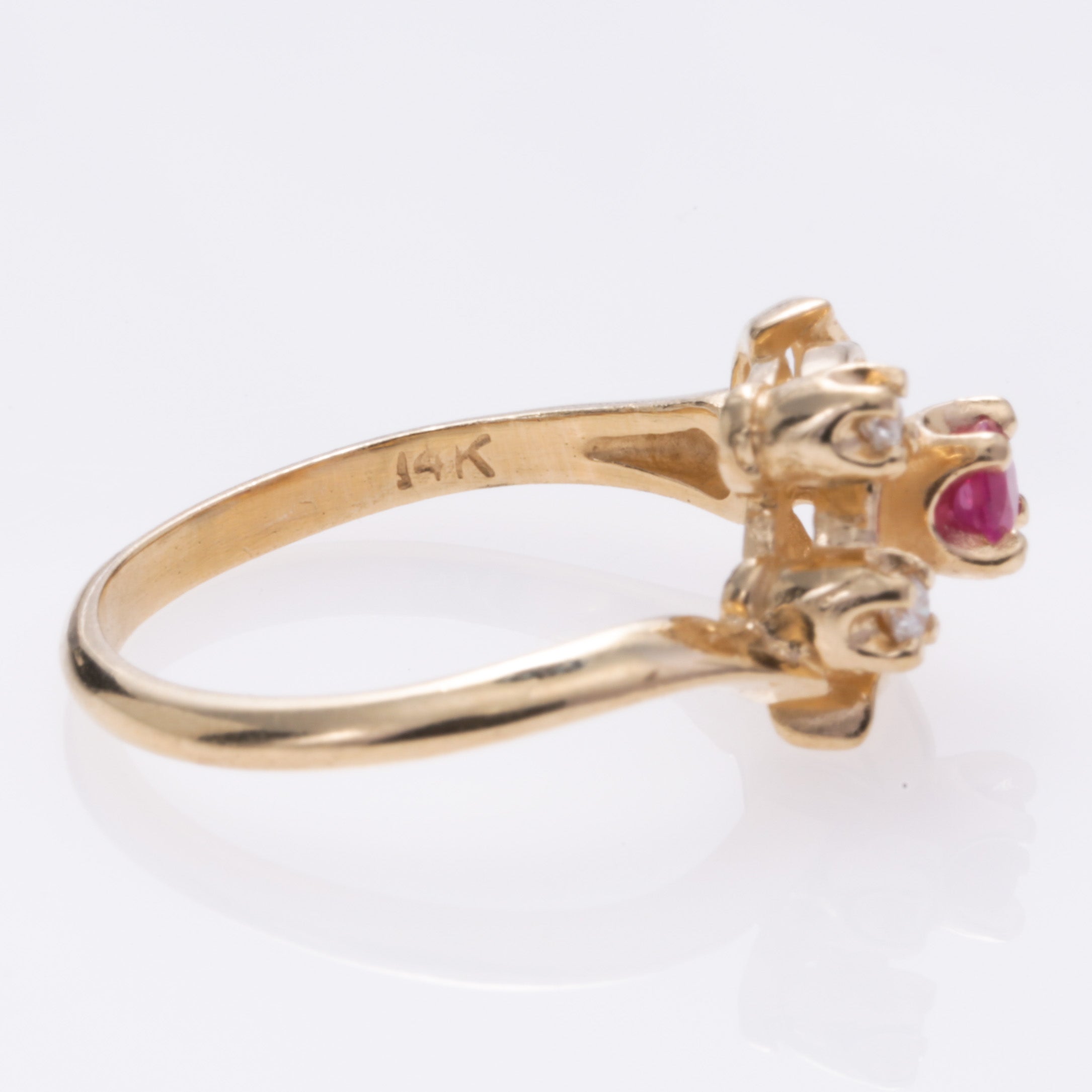 14K Yellow Gold Ruby and Diamond Ring | 0.12ct, 0.05ctw | SZ 5.5