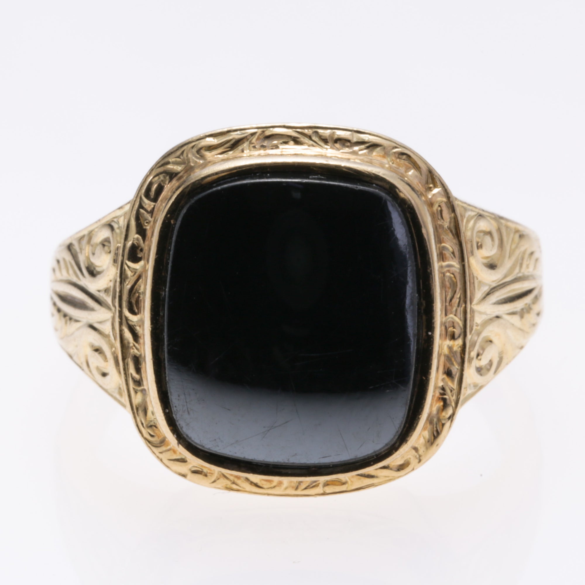 14K Yellow Gold Hematite Ring | 6.13ct | SZ 8