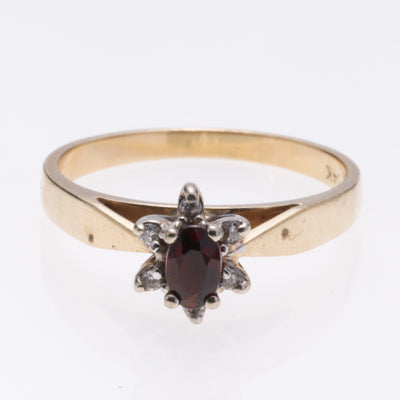 14K Yellow Gold Almandite/Garnet and Diamond Ring | 0.25ct, 0.03ctw | SZ 6