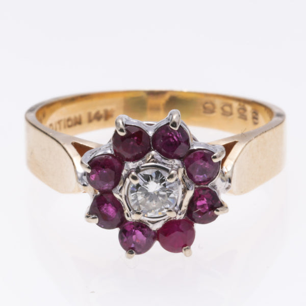 14K Yellow Gold Pyrope Garnet and Diamond Ring | 0.76ctw, 0.16ctw | SZ 7.25