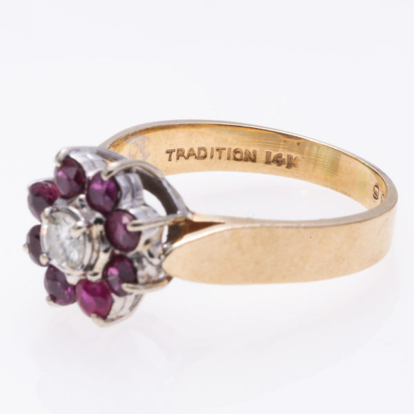 14K Yellow Gold Pyrope Garnet and Diamond Ring | 0.76ctw, 0.16ctw | SZ 7.25