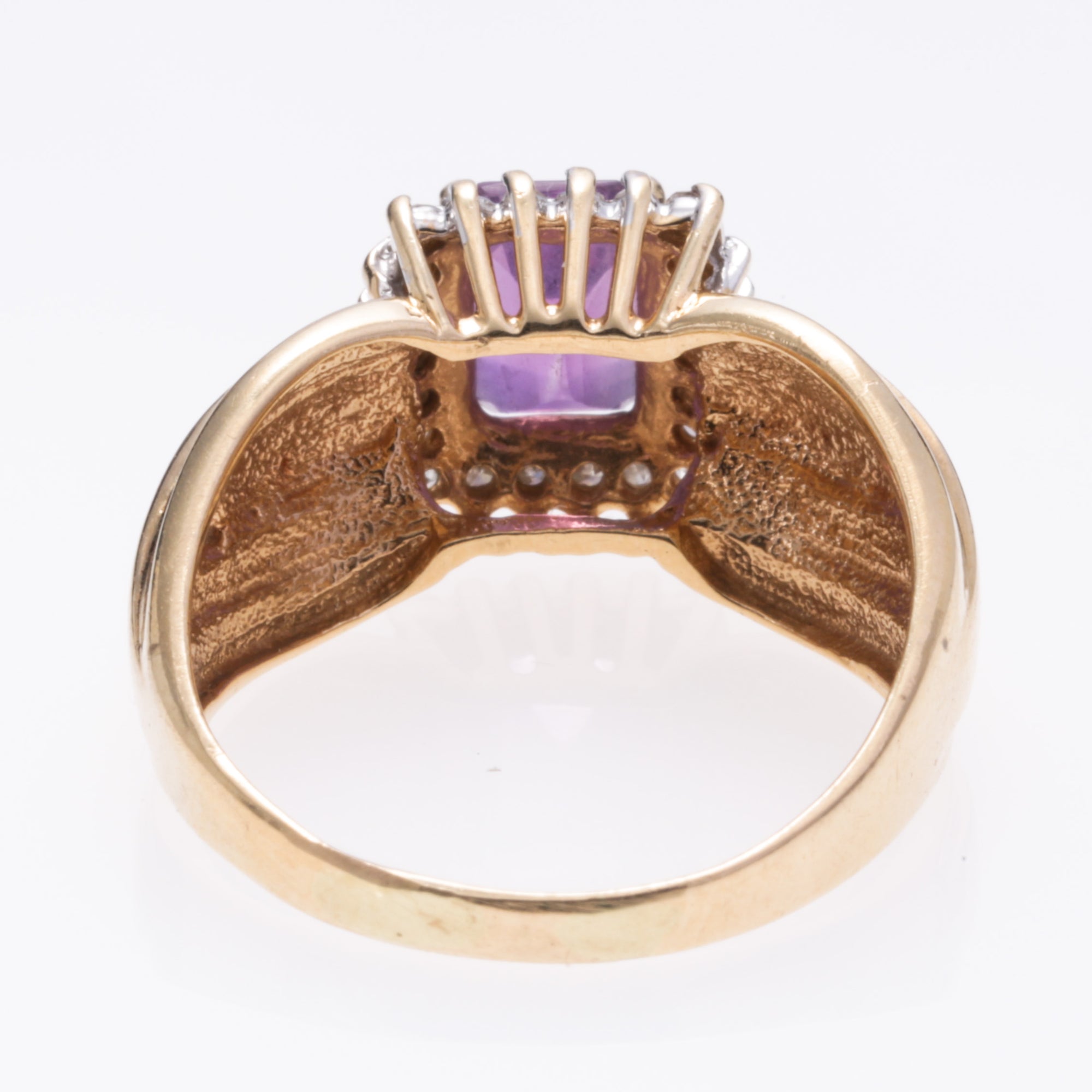 14K Yellow Gold Amethyst and Diamond Ring | 1.00ct, 0.11ctw | SZ 7