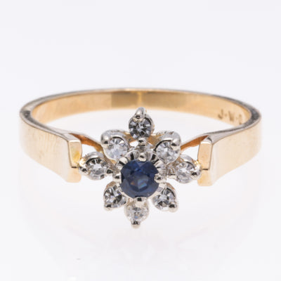 14K Yellow Gold Sapphire and Diamond Ring | 0.05ct, 0.135ctw | SZ 6.5