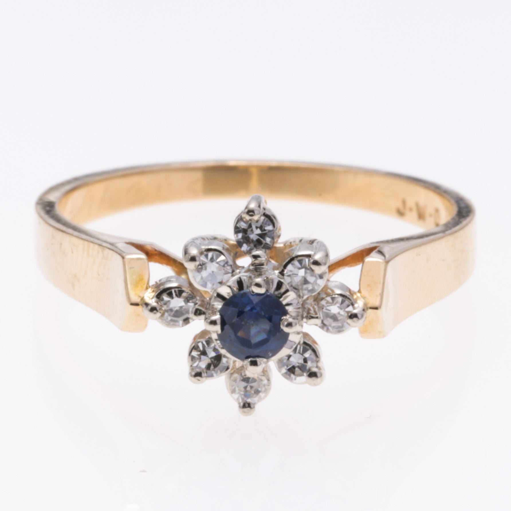 14K Yellow Gold Sapphire and Diamond Ring | 0.05ct, 0.135ctw | SZ 6.5