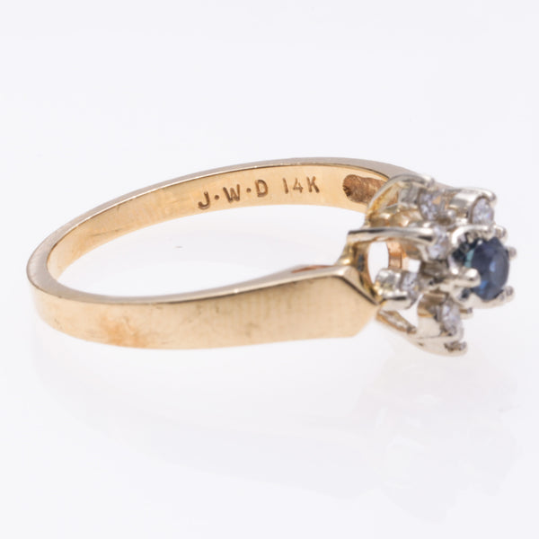 14K Yellow Gold Sapphire and Diamond Ring | 0.05ct, 0.135ctw | SZ 6.5