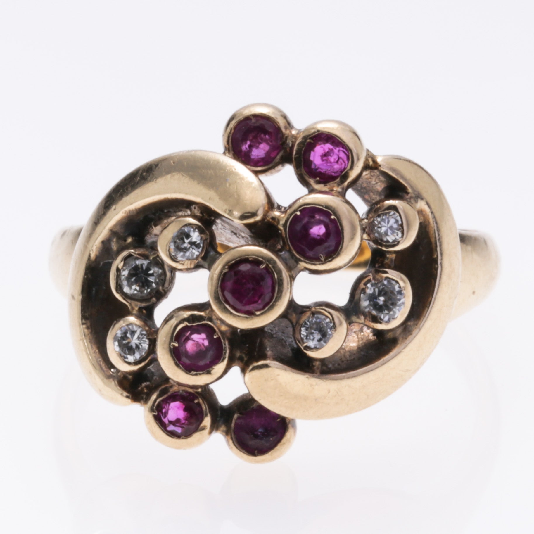 14K Yellow Gold Pyrope Garnet and Diamond Ring | 0.36ctw, 0.12ctw | SZ 6.5