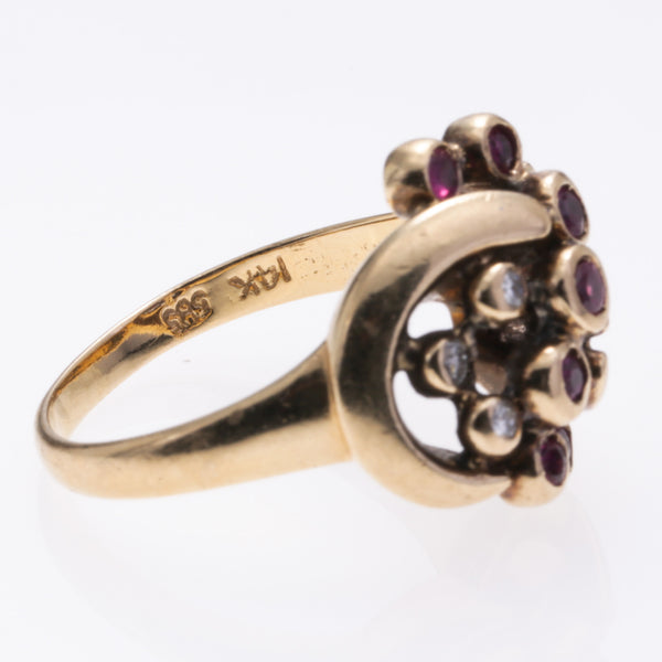 14K Yellow Gold Pyrope Garnet and Diamond Ring | 0.36ctw, 0.12ctw | SZ 6.5