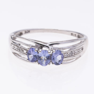 10K White Gold Tanzanite and Diamond Ring | 0.53ctw, 0.01ctw | SZ 7.75