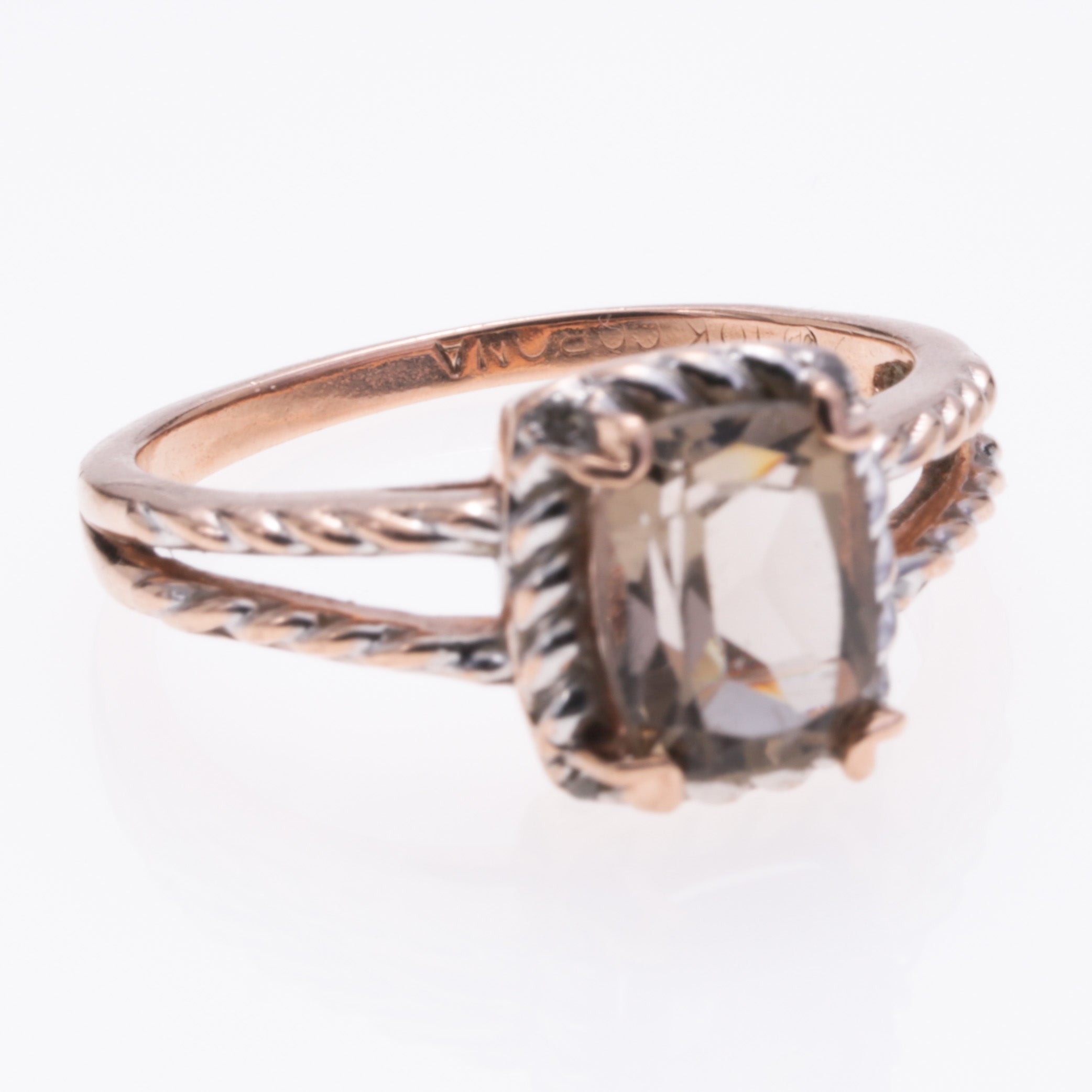 10K Yellow Gold Smoky Quartz and Diamond Ring | 1.30ctw, 0.04ctw | SZ 6.5