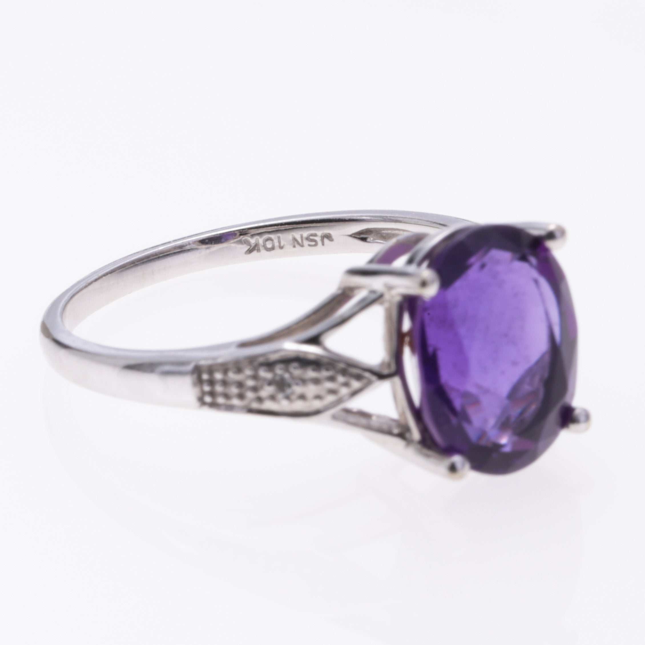 10K White Gold Amethyst and Diamond Ring | 2.21ct, 0.01ctw | SZ 6.5