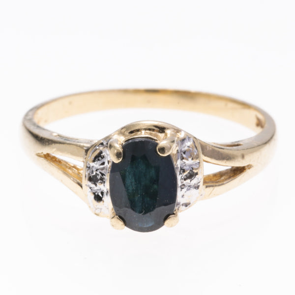 10K Yellow Gold Sapphire and Diamond Ring | 0.84ct, 0.01ctw | SZ 7.75