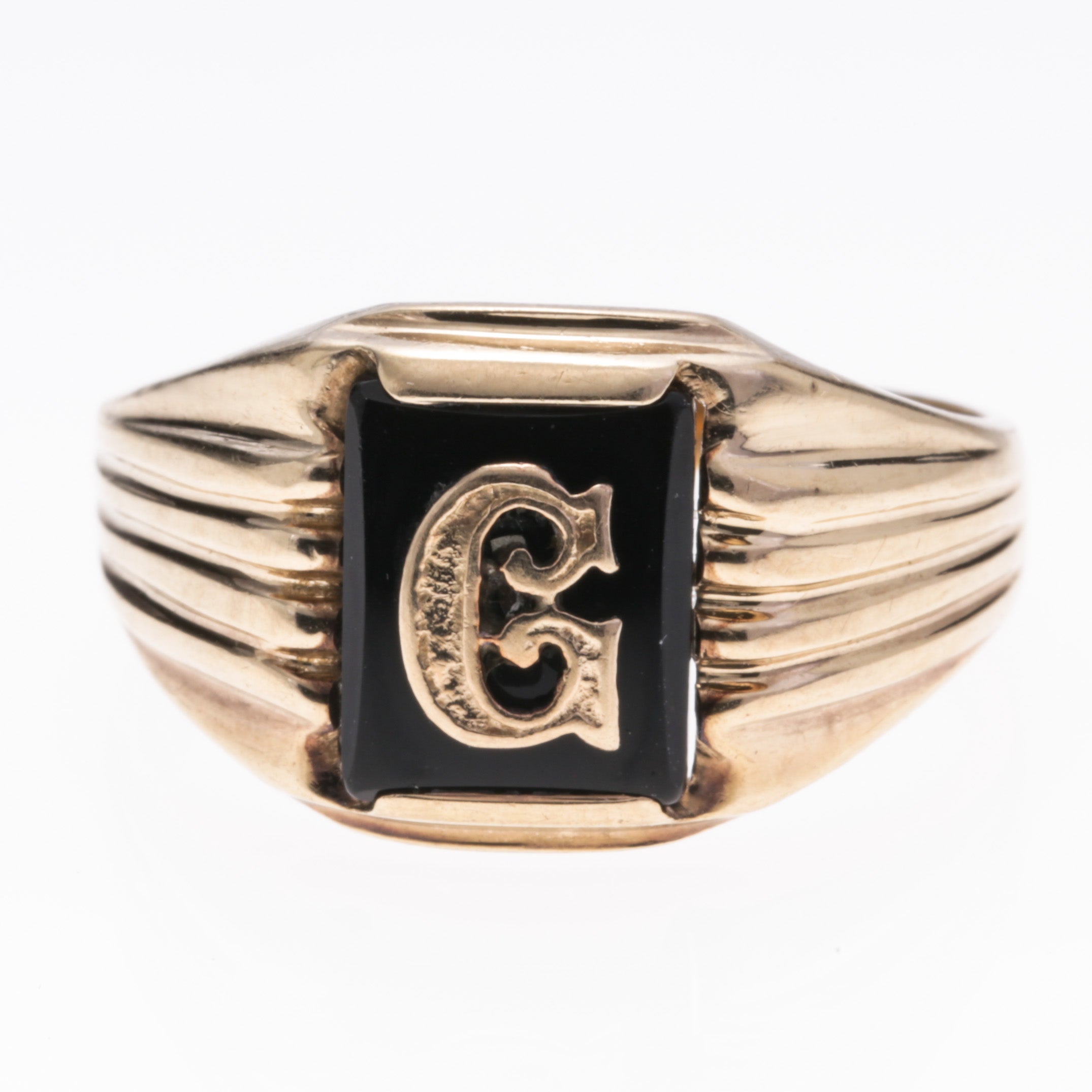 10K Yellow Gold Black Onyx Ring | SZ 10