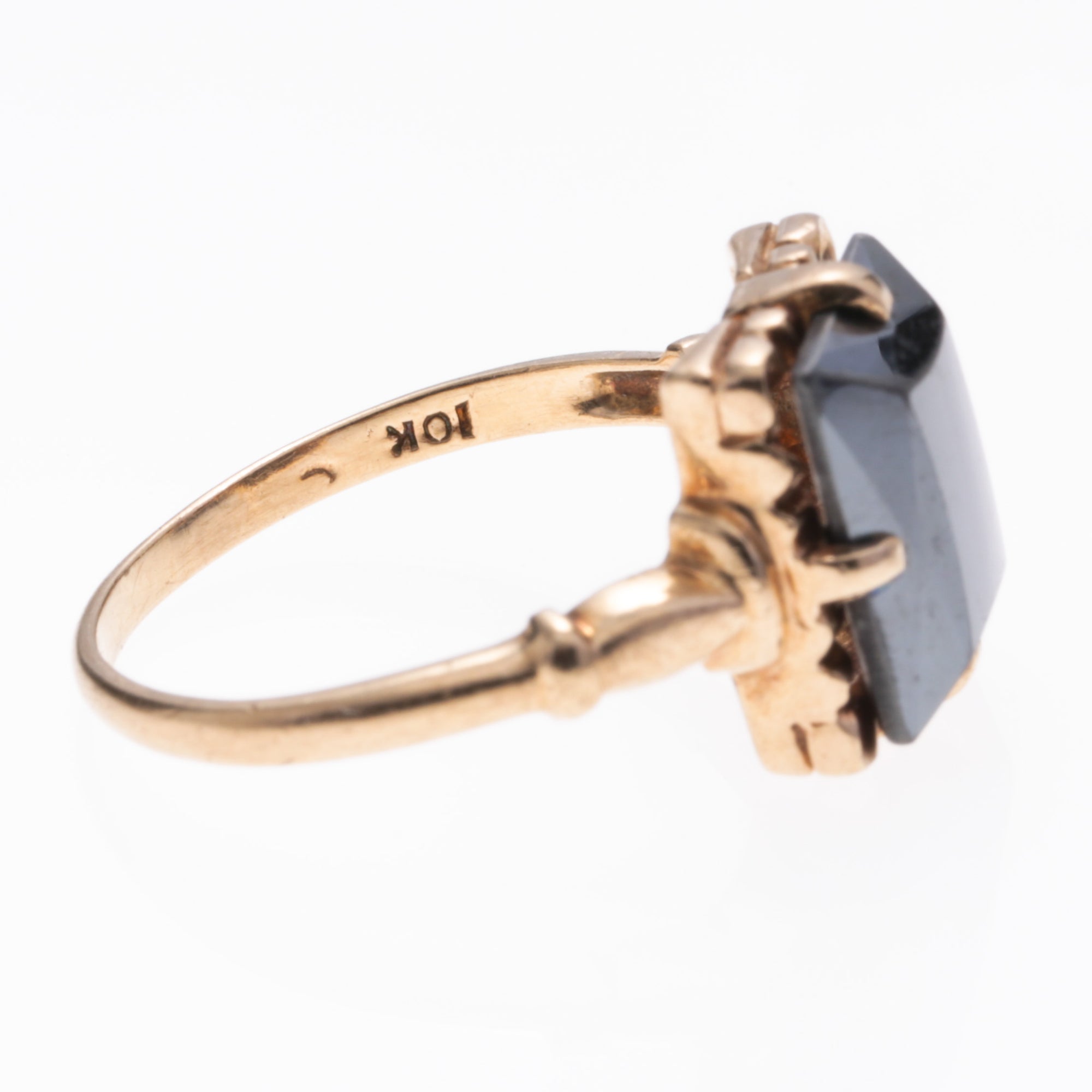 10K Yellow Gold Hematite Ring | 0.53ct | SZ 5.75