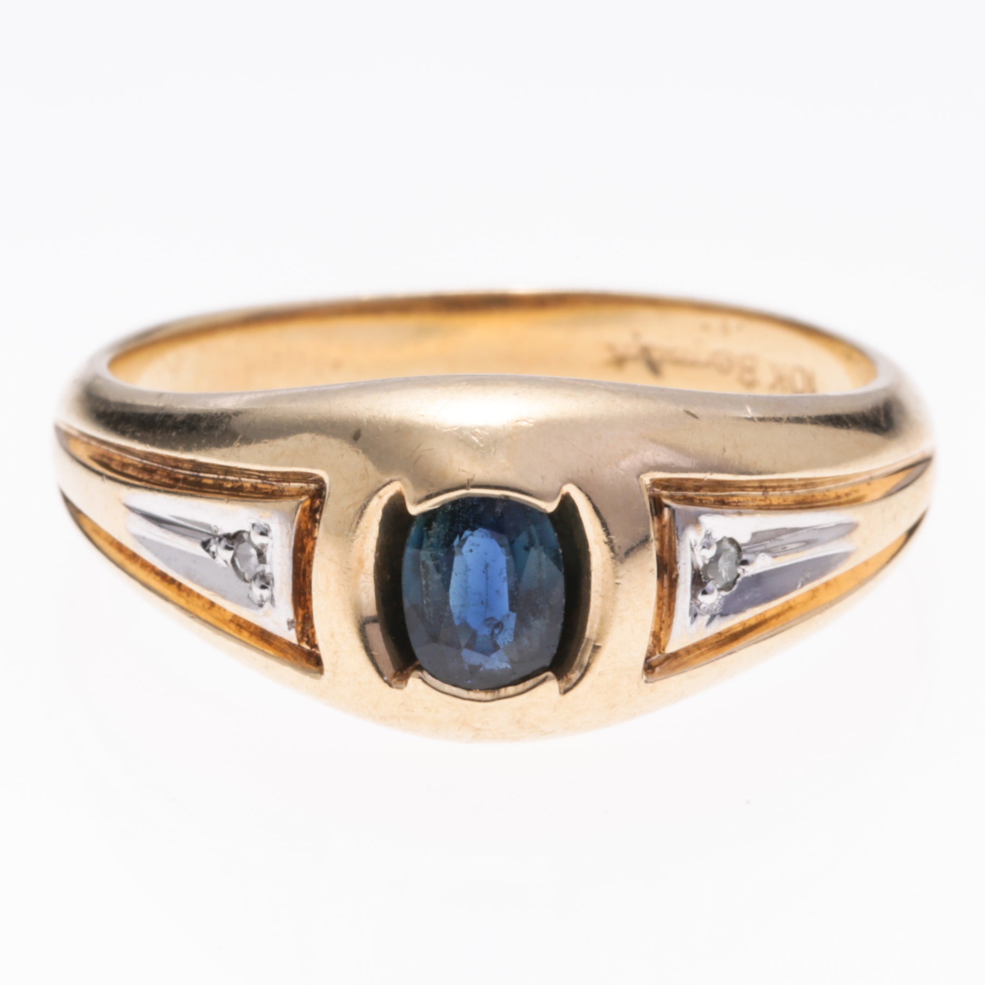 10K Yellow Gold Sapphire and Diamond Ring | 0.38ct, 0.01ctw | SZ 9.75