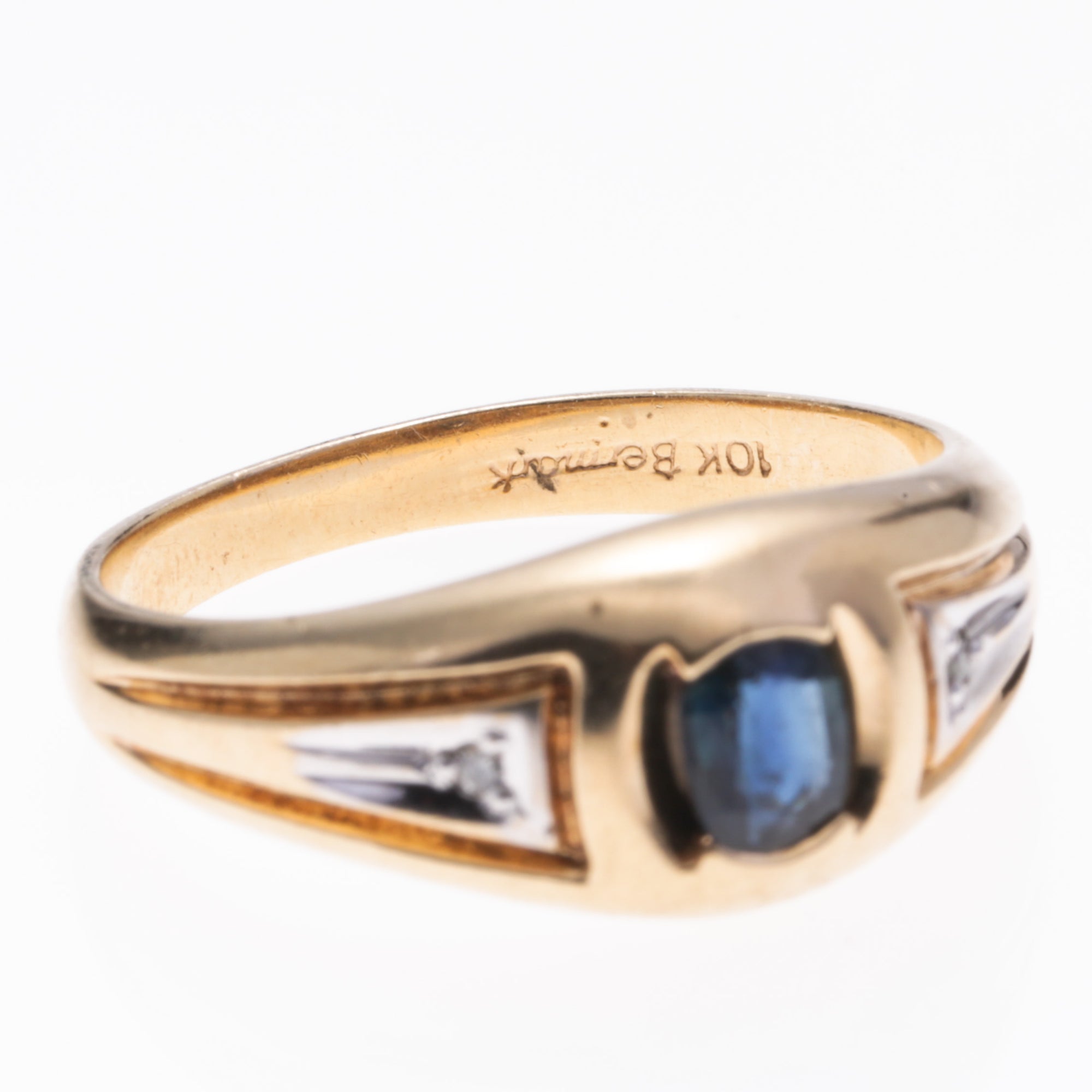 10K Yellow Gold Sapphire and Diamond Ring | 0.38ct, 0.01ctw | SZ 9.75